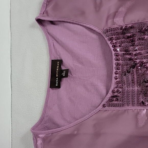 Dana Buchman Women's Purple W/ Sequin Accent Sleeveless Top, L - Picture 5 of 8